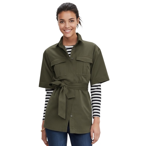 Banana Republic Jackets & Blazers - Banana Republic Safari Utility Belted Shirt Jacket Olive Green M NWOT Military